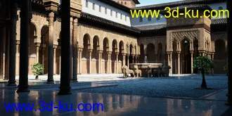 欧洲宫廷场景,建筑模型,3D模型的图片