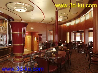高级饭店模型,餐厅场景,3D模型的图片