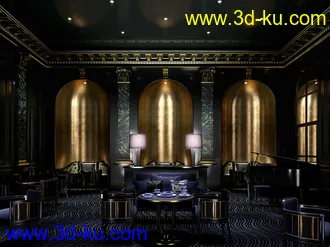 饭店场景,西餐厅场景,豪华饭店模型,3D模型的图片