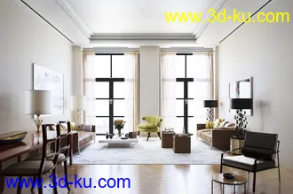 公寓场景,室内家具物品模型,3D模型的图片