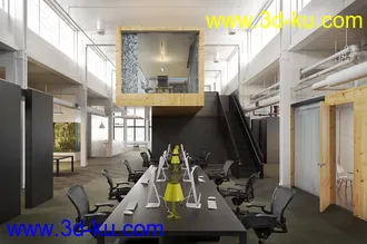 会议室场景,长桌子,电脑,会见室,3D模型的图片