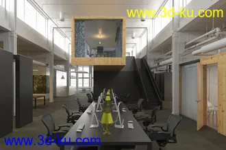 会议室场景,长桌子,电脑,会见室,3D模型的图片