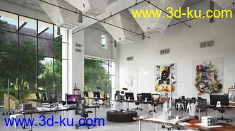 办公室场景,设计图纸模型,壁画,设计室模型,3D模型的图片