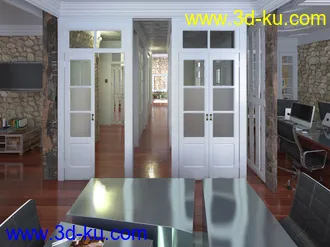 办公室场景,办公桌模型,国,办公椅子,3D模型的图片