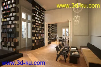 图书馆场景,书架模型,阅览室场景,咖啡厅,3D模型的图片