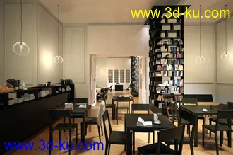图书馆场景,书架模型,阅览室场景,咖啡厅,3D模型的图片