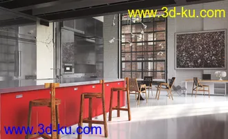 室内场景,餐厅,客厅,楼梯场景,3D模型的图片2