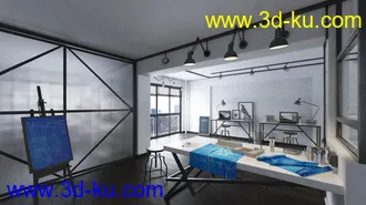 工作室场景,设计室模型,绘画板,画桌,3D模型的图片