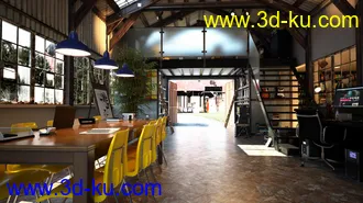 办公室模型,工作室模型,设计室,铁皮屋,3D模型的图片
