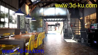 办公室模型,工作室模型,设计室,铁皮屋,3D模型的图片