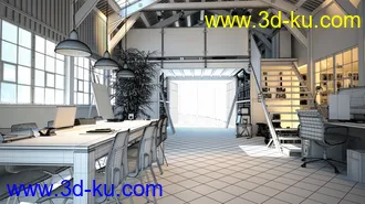 办公室模型,工作室模型,设计室,铁皮屋,3D模型的图片