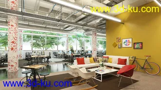 办公室场景,工作室模型,自行车模型,国际象棋,3D模型的图片