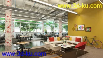 办公室场景,工作室模型,自行车模型,国际象棋,3D模型的图片