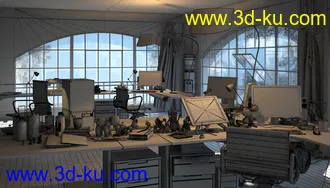 设计工作室场景,画室模型,工作场景,办公室,3D模型的图片