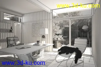 个人办公室场景,台灯模型,推拉门,3D模型的图片