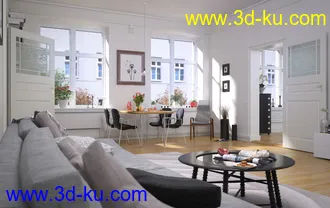 室内模型,客厅场景,沙发模型,桌椅模型,3D模型的图片1