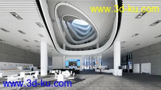 一层大厅场景,接待大厅模型,服务大厅,大堂,3D模型的图片