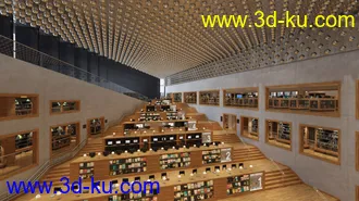 图书馆场景,多层图书馆模型,阅览室模型,电脑阅读,3D模型的图片2