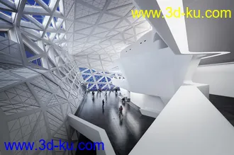 展览室场景,艺术建筑,3D模型的图片