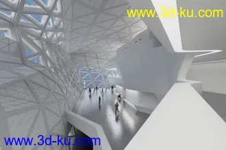 展览室场景,艺术建筑,3D模型的图片