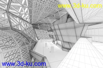 展览室场景,艺术建筑,3D模型的图片