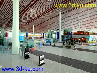 展览馆场景,大型公共场所,候机室,机场服务厅,3D模型的图片