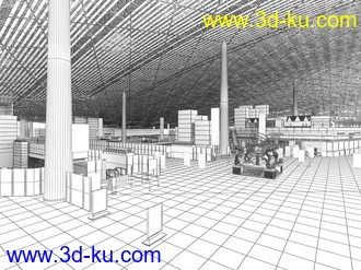 展览馆场景,大型公共场所,候机室,机场服务厅,3D模型的图片