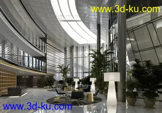 休闲场所,服务大厅,3D模型的图片