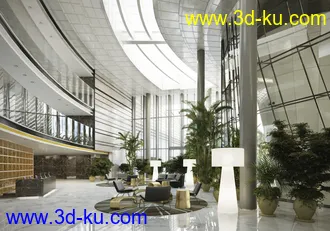 休闲场所,服务大厅,3D模型的图片