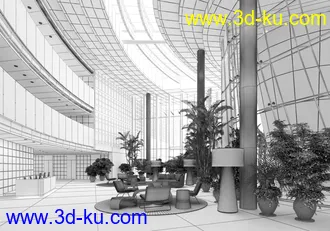 休闲场所,服务大厅,3D模型的图片