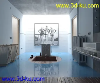 浴室场景,浴室模型,3D模型的图片