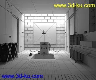 浴室场景,浴室模型,3D模型的图片