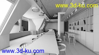 会议室场景,长形餐桌模型,3D模型的图片