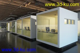 独立办公室场景,小形办公屋,独立房间,3D模型的图片