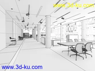 办公室,工作室场景,公司场景,3D模型的图片