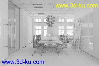 讨论室场景,小型会议室,3D模型的图片