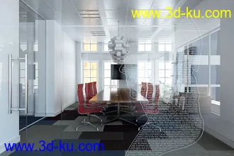 讨论室场景,小型会议室,3D模型的图片