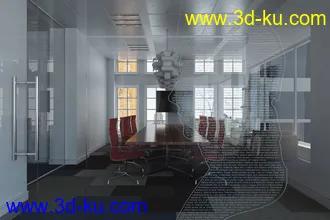讨论室场景,小型会议室,3D模型的图片