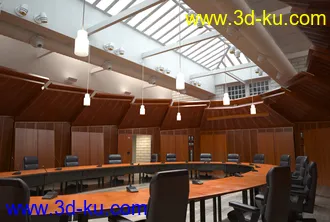 圆形桌子,会议室,圆桌会议,3D模型的图片