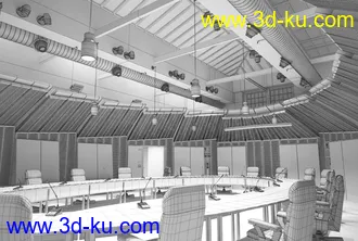圆形桌子,会议室,圆桌会议,3D模型的图片