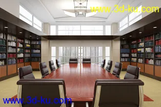 高级会议室场景,文件柜,文件架,3D模型的图片