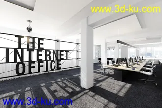 现代办公室场景,电影,办公桌椅,3D模型的图片
